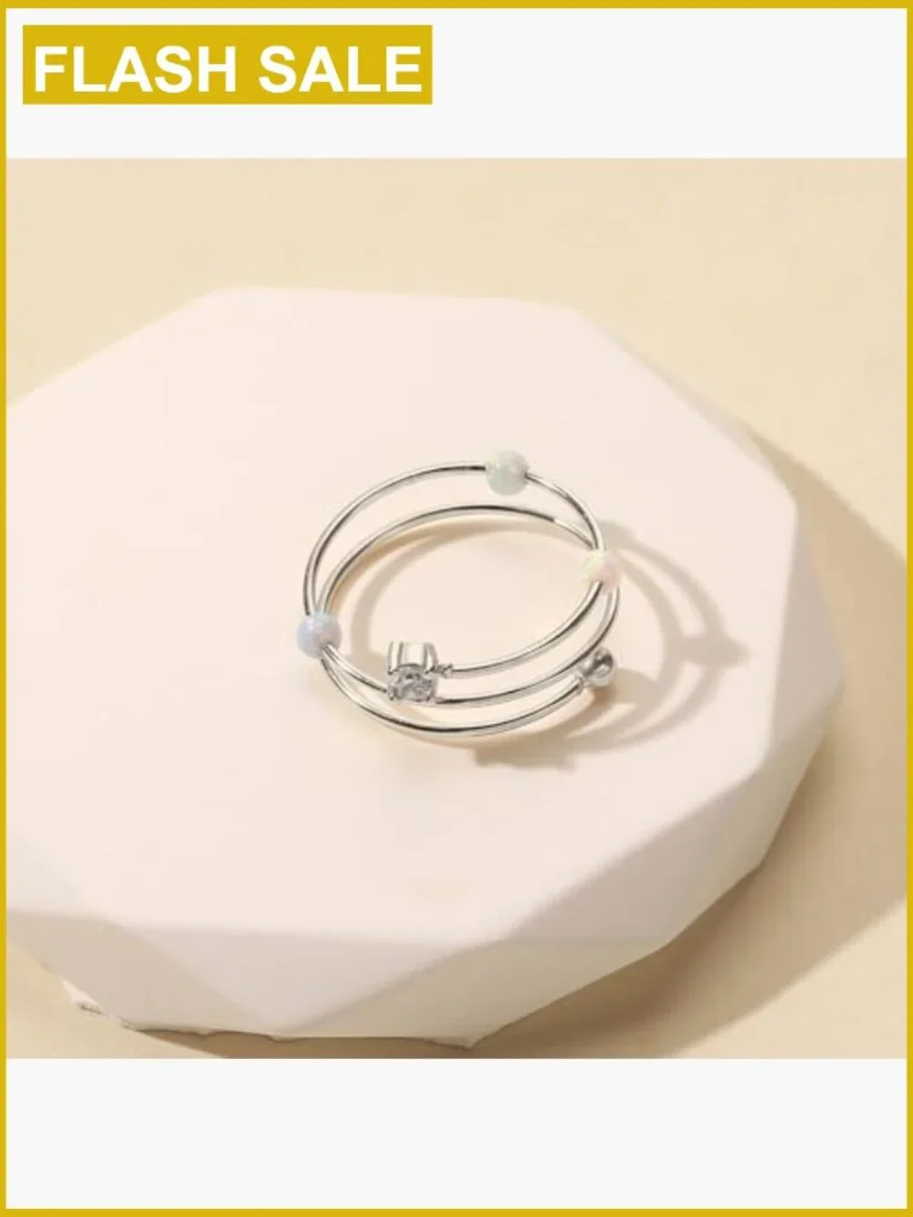 Spinner Anxiety Ring Adjustable Fidget Ring 925 Sterling Silver Gold Plated
